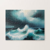 Mooie Blauwe Oceaan golven schilderij Legpuzzel (Horizontaal)