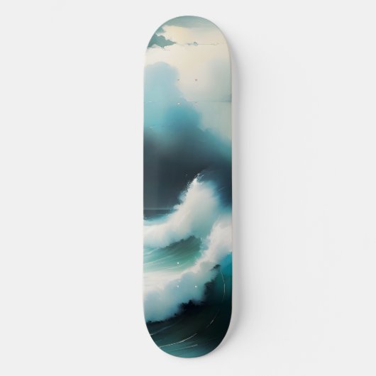 Mooie Blauwe Oceaan golven schilderij Persoonlijk Skateboard (Voorkant)