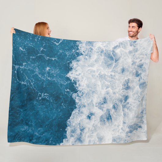 Mooie blauwe oceaangolven fleece deken (In situ)