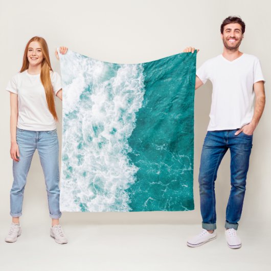 Mooie blauwe oceaangolven fleece deken (In situ)