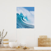 Mooie blauwe oceaangolven poster (Keuken)