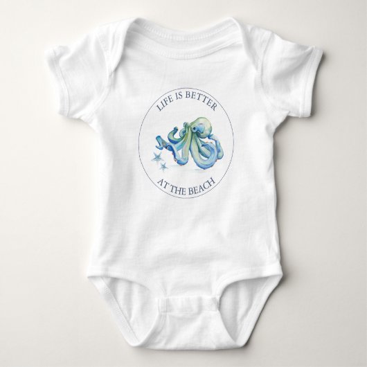 Mooie blauwe octopus baby jongens romper (Voorkant)