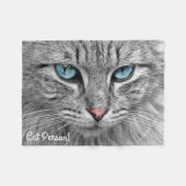 Mooie blauwe ogen grijs en witte kat fleece deken (Voorkant (Horizontaal))