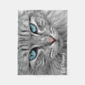 Mooie blauwe ogen grijs en witte kat fleece deken (Voorkant)