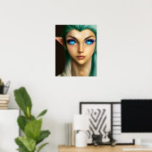 Mooie Blauwe-Oog Sprookjesfiguur Poster (Thuiskantoor)