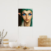 Mooie Blauwe-Oog Sprookjesfiguur Poster (Keuken)
