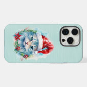 Mooie blauwe ooghat draagt kerstmuts iPhone hoesje (Achterkant horizontaal)