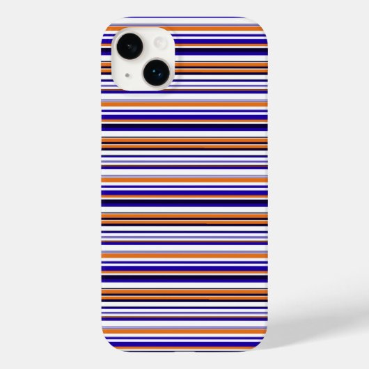 Mooie blauwe oranje strepen Case-Mate iPhone case (Achterkant)