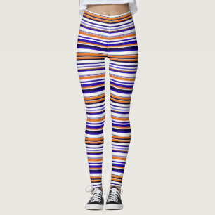 Mooie blauwe oranje strepen leggings