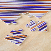 Mooie blauwe oranje strepen legpuzzel (Zijkant)