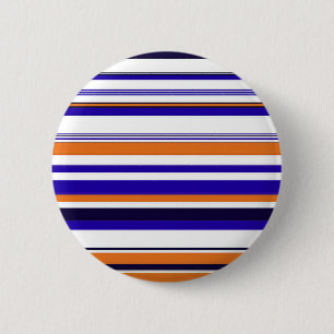 Mooie blauwe oranje strepen ronde button 5,7 cm