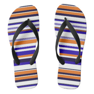Mooie blauwe oranje strepen teenslippers