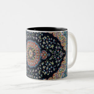 Mooie Blauwe Oriëntaalse Antieke Kilim Vloerkleed Tweekleurige Koffiemok