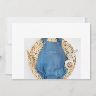 Mooie blauwe overallprint babybodysuit – Pasgebore Kaart