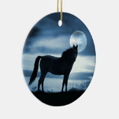 Mooie blauwe paard en maan keramisch ornament (Rechts)