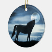 Mooie blauwe paard en maan keramisch ornament (Links)