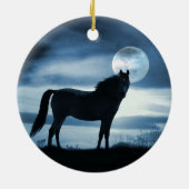 Mooie blauwe paard en maan keramisch ornament (Achterkant)