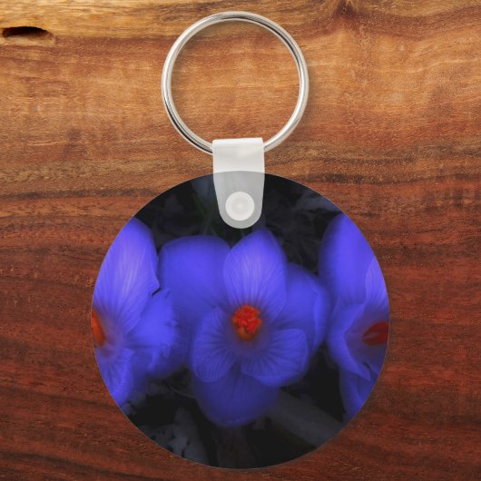 Mooie blauwe Paarse Crocus Blooms Sleutelhanger (Voorkant)