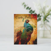  mooie blauwe pacock Floral Frans Briefkaart (Staand voorkant)