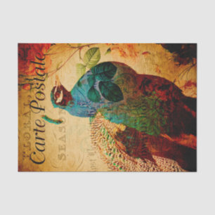  mooie blauwe pacock Floral Frans Tissuepapier