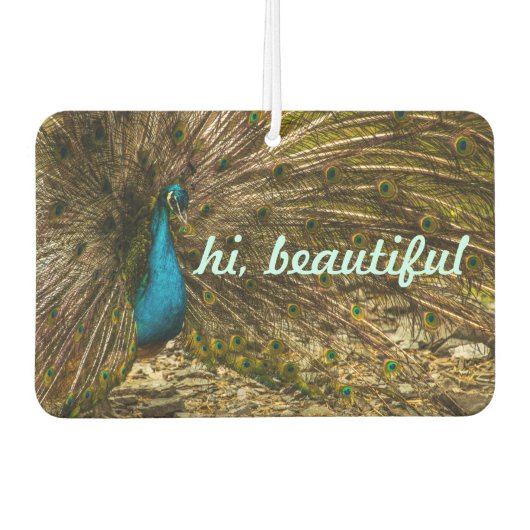 Mooie blauwe pacock met open staartopperen luchtverfrisser (Voorkant)