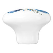 Mooie blauwe papavers en stenen keramische knop (Zijkant)