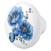 Mooie blauwe papavers en stenen keramische knop (Rechts)