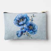 Mooie blauwe papavers op een blauwe glitter rug etui (Achterkant)