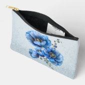 Mooie blauwe papavers op een blauwe glitter rug etui (Open)