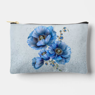 Mooie blauwe papavers op een blauwe glitter rug etui
