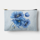 Mooie blauwe papavers op een blauwe glitter rug etui (Voorkant)