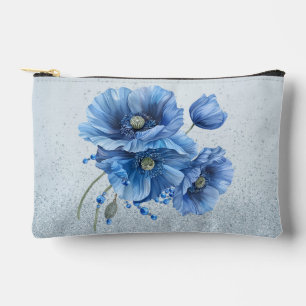 Mooie blauwe papavers op een blauwe glitter rug etui