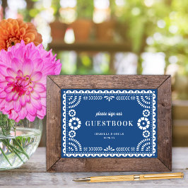 Mooie Blauwe Papel Picado Trouw Gastengastenboek B Poster