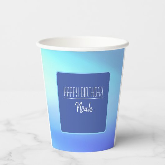 Mooie blauwe papiertas papieren bekers (Achterkant)