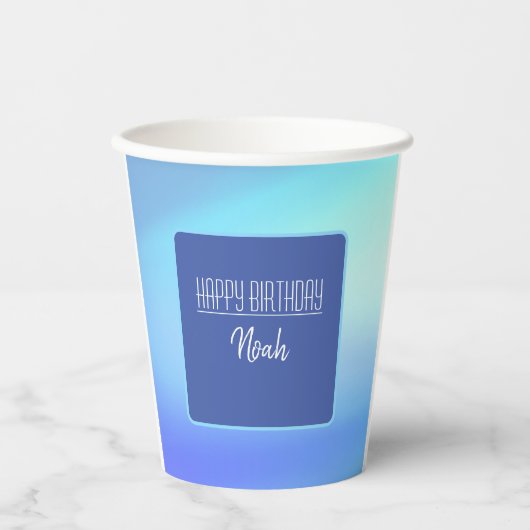 Mooie blauwe papiertas papieren bekers (Voorkant)