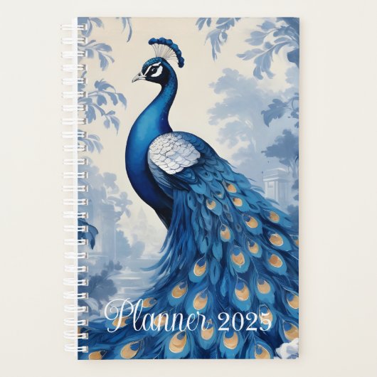 Mooie blauwe pauw planner (Voorkant)