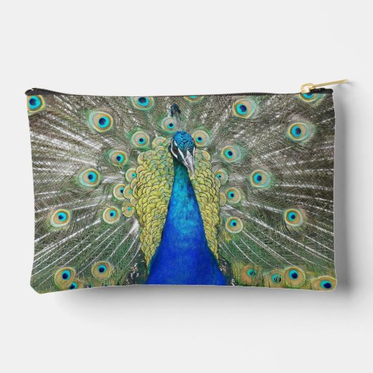 Mooie blauwe pauwenveer verenkleed etui (Achterkant)