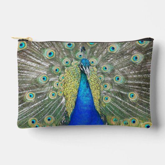 Mooie blauwe pauwenveer verenkleed etui (Voorkant)