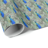 Mooie blauwe pauwenveren cadeaupapier (Rol Hoek)