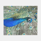 Mooie blauwe pauwenveren fleece deken (Voorkant (Horizontaal))