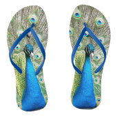Mooie blauwe pauwenveren teenslippers (Voetbed)