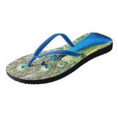 Mooie blauwe pauwenveren teenslippers (Schuin)