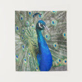 Mooie blauwe pauwenveren wandkleed (Voorkant)