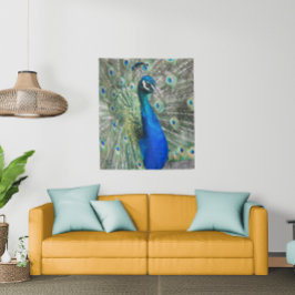 Mooie blauwe pauwenveren wandkleed