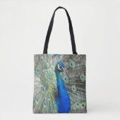 Mooie Blauwe Pauwveren Tote Bag (Voorkant)