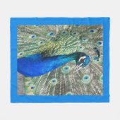 Mooie Blauwe Peacock w/Blauwe Rand Fleece Deken (Voorkant (Horizontaal))