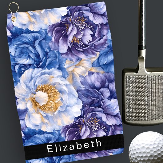 Mooie Blauwe Pioen Personalized Golfhanddoek