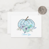 Mooie blauwe pompoen bedankt kaarten notitiekaartje (Voorkant / Achterkant in situ)