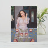 Mooie blauwe quinceanera fiesta dank u foto kaart (Staand voorkant)