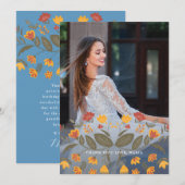 Mooie blauwe quinceanera fiesta dank u foto kaart (Voorkant / Achterkant)